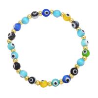 Evil Eye Jewelry Bracelet Lampwork with Brass gold color plated for woman Length 7.5 Inch Sold By PC