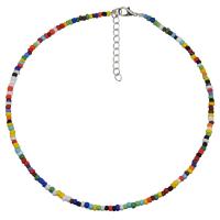 Semente Vidro Colar Miçangas, Seedbead, with liga de zinco, with 5cm extender chain, Roda, feito à mão, joias de moda & para mulher, Mais cores pare escolha, comprimento 35 cm, vendido por PC