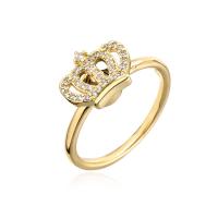 Kubieke Circonia Micro Pave Brass Ring, Messing, gold plated, Verstelbare & micro pave zirconia & voor vrouw, 18mm, Verkocht door PC