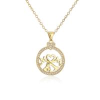 Cubic Zircon Micro Pave Brass Necklace gold color plated micro pave cubic zirconia & for woman Length Approx 17.7 Inch Sold By PC