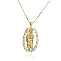 Cubic Zircon Micro Pave Brass Necklace gold color plated micro pave cubic zirconia & for woman Length Approx 17.7 Inch Sold By PC