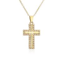 Cubic Zircon Micro Pave Brass Necklace gold color plated & micro pave cubic zirconia & for woman Length Approx 17.7 Inch Sold By PC