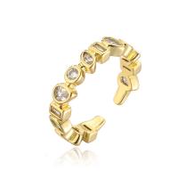 Kubieke Circonia Micro Pave Brass Ring, Messing, gold plated, micro pave zirconia & voor vrouw, meer kleuren voor de keuze, 18mm, Verkocht door PC