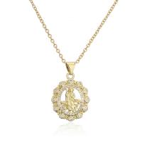 Cubic Zircon Micro Pave Brass Necklace gold color plated & micro pave cubic zirconia & for woman Length Approx 17.7 Inch Sold By PC