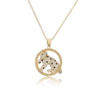 Cubic Zircon Micro Pave Brass Necklace gold color plated micro pave cubic zirconia & for woman Length Approx 17.7 Inch Sold By PC