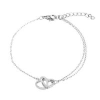 Zinklegering armbandkettingen, Zinc Alloy, met 1.96inch extender keten, Hart, platinum plated, voor vrouw & met strass & hol, nikkel, lood en cadmium vrij, Lengte Ca 6.3 inch, Verkocht door PC