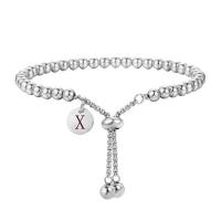 Bracciale gioielli in acciaio inossidabile, 304 acciaio inox, Ball chain & stili diversi per la scelta & con modello lettera & per la donna, colore originale, Lunghezza Appross. 7-9.8 pollice, Venduto da PC