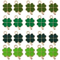 Emaille hangers met zink legering, Zinc Alloy, Four Leaf Clover, glazuur, meer kleuren voor de keuze, 11x18mm, 100pC's/Bag, Verkocht door Bag