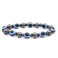 Hematite Bracelet with Plastic Evil Eye Unisex Length Approx 21 cm Sold By PC