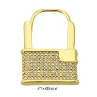 Befestigter Zirkonia Messing Anhänger, Türschloss, goldfarben plattiert, Modeschmuck & DIY & Micro pave Zirkonia, Goldfarbe, 21x30x4mm, 100PCs/Menge, verkauft von Menge