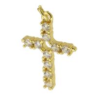 Cubic Zirconia Micro Pave Brass Pendant Cross gold color plated fashion jewelry & DIY & micro pave cubic zirconia gold Approx 3mm Sold By Lot