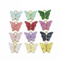 Acrylic Pendants Zinc Alloy with Acrylic Butterfly gold color plated Unisex nickel lead & cadmium free Approx Sold By Bag