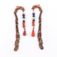 Gemstone Hair Stick with Brass antique copper color plated vintage & for woman multi-colored Sold By PC