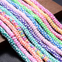 Polymer lerperler, Polymer Clay, du kan DIY, flerfarvede, 4x7mm, Solgt Per Ca. 15 inch Strand