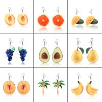 Acryl oorbellen, Zinc Alloy, met Acryl, fruit, silver plated, mode sieraden & verschillende stijlen voor de keuze & voor vrouw, meer kleuren voor de keuze, nikkel, lood en cadmium vrij, Verkocht door pair