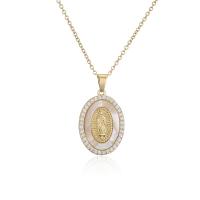 Cubic Zircon Micro Pave Brass Necklace with Shell gold color plated & micro pave cubic zirconia & for woman Length Approx 17.7 Inch Sold By PC