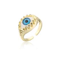 Evil Eye Smycken finger ring, Mässing, med Plast, guldfärg pläterade, för kvinna, fler färger för val, 18mm, Säljs av PC