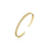 Messing Manchet Bangle, gold plated, micro pave zirconia & voor vrouw, 60mm, Verkocht door PC