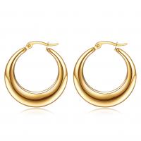 Mens Stainless Steel Hoop Earring, 304 rustfrit stål, for kvinde & hule, flere farver til valg, 27x28mm, Solgt af par