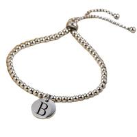 Bracciale gioielli in acciaio inossidabile, 304 acciaio inox, Cerchio piatto, Ball chain & stili diversi per la scelta & con modello lettera & per la donna, colore originale, Lunghezza Appross. 7-9.8 pollice, Venduto da PC