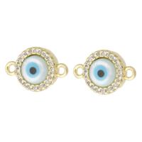 Evil Eye Connector Brass with Plastic gold color plated micro pave cubic zirconia Approx 1mm Sold By PC