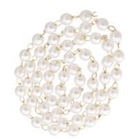 Messing bal ketting, met Plastic Pearl, gold plated, DIY, 10m/Lot, Verkocht door Lot