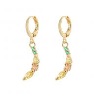 Huggie hoepel Drop Earrings, Messing, gold plated, micro pave zirconia & voor vrouw, 7.50x31.60mm, Verkocht door pair