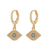 Huggie hoepel Drop Earrings, Messing, gold plated, micro pave zirconia & voor vrouw, 12x23mm, Verkocht door pair