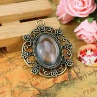 Zinc Alloy vedhæng Cabochon Setting, forgyldt, antik bronze farve, 18x25mm, Solgt af PC