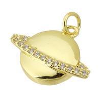 Cubique Pendentif en laiton zircon pavent, Placage de couleur d'or, bijoux de mode & DIY & pavé de micro zircon, doré, 19x15x4mm, Trou:Environ 3mm, 10PC/lot, Vendu par lot