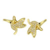 Cubic Zirconia Micro Pave Brass Pendant Bird gold color plated fashion jewelry & DIY & micro pave cubic zirconia golden Approx 3mm Sold By Lot