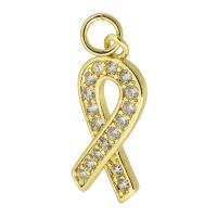 Cubic Zirconia micro pavimenta Sterling Silver Ciondolo, ottone, placcato color oro, gioielli di moda & DIY & Micro spianare cubic zirconia, dorato, 9x21x2mm, Foro:Appross. 3mm, 10PC/lotto, Venduto da lotto