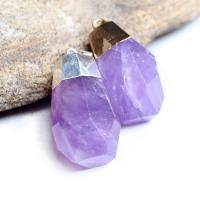 Amethyst Anhänger, mit Messing, plattiert, unisex, keine, 18x38mm, verkauft von PC