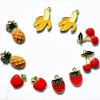 Zinc Alloy Fruit Shape Pendants gold color plated DIY & enamel mixed colors nickel lead & cadmium free Sold By PC