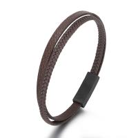 Lederband Armband, Leder, mit Zinklegierung, Einbrennlack, Doppelschicht & Modeschmuck & unisex, keine, 10mm, Länge ca. 8.27 ZollInch, verkauft von PC