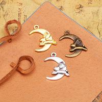 Zinc Alloy Moon Pendler, forgyldt, du kan DIY, flere farver til valg, nikkel, bly & cadmium fri, 22x17mm, Solgt af PC