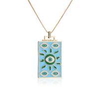 Cubic Zircon Micro Pave Brass Necklace Square gold color plated evil eye pattern & micro pave cubic zirconia & for woman & enamel Length Approx 17.7 Inch Sold By PC