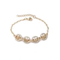 Cubic Zirconia Micro Pave Brass Bracelet gold color plated micro pave cubic zirconia & for woman 190mm Sold By PC