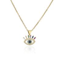 Cubic Zircon Micro Pave Brass Necklace gold color plated & micro pave cubic zirconia & for woman multi-colored Length Approx 17.7 Inch Sold By PC