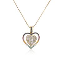 Cubic Zircon Micro Pave Brass Necklace gold color plated & micro pave cubic zirconia & for woman multi-colored Length Approx 17.7 Inch Sold By PC