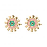 Male Orecchini Eye, ottone, Gear Wheel, placcato color oro, per la donna & smalto, nessuno, 9.50x9.50mm, Venduto da coppia