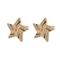 Ciúbach Zirconia Micrimhilseogra réiteodh Earring Prás, Star, dath an óir plated, micrea réiteach zirconia ciúbach & do bhean & cruan, 11.80x11.80mm, Díolta De réir Péire