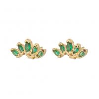 Cubic Zirconia Micro Pave Brass Earring gold color plated micro pave cubic zirconia & for woman green Sold By Pair