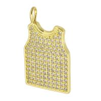 Colgante de Micro Pavé de Zirconía Cúbica en Plata de Ley, metal, Prenda Forma, chapado en color dorado, Joyería & Bricolaje & micro arcilla de zirconia cúbica, dorado, 18x30x2mm, agujero:aproximado 3mm, 10PCs/Grupo, Vendido por Grupo