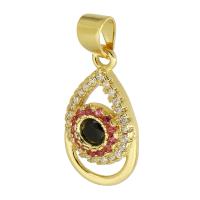 Cubic Zirconia Micro Pave Brass Pendant gold color plated fashion jewelry & DIY & evil eye pattern & micro pave cubic zirconia multi-colored Approx 3mm Sold By Lot