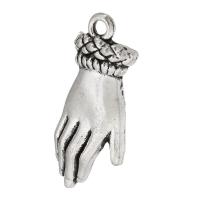 Zink-Aluminium-Anhänger, Zinklegierung, Hand, antik silberfarben plattiert, unisex, Silberfarbe, frei von Nickel, Blei & Kadmium, 10x26x4mm, Bohrung:ca. 2mm, verkauft von kg