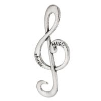 Pendentifs en alliage de zinc, note de musique, Plaqué de couleur d'argent, unisexe, argent, protéger l'environnement, sans nickel, plomb et cadmium, 15x37x2mm, Vendu par kg