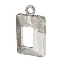 Colgantes de Aleación de Zinc, Rectángular, chapado en color de plata antigua, Bricolaje & hueco, plateado, libre de níquel, plomo & cadmio, 16.50x21x4mm, agujero:aproximado 2mm, Vendido por KG