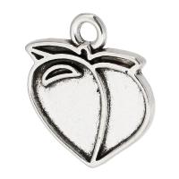 Zink Alloy Fruit Shape Hängen, Persika, antik silver pläterad, Unisex, silver, nickel, bly och kadmium gratis, 16x18x1.50mm, Hål:Ca 2mm, Säljs av KG