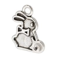 Zink Alloy Animal Hängen, Kanin, antik silver pläterad, Unisex, silver, nickel, bly och kadmium gratis, 13x17.50x1mm, Hål:Ca 2mm, Säljs av KG